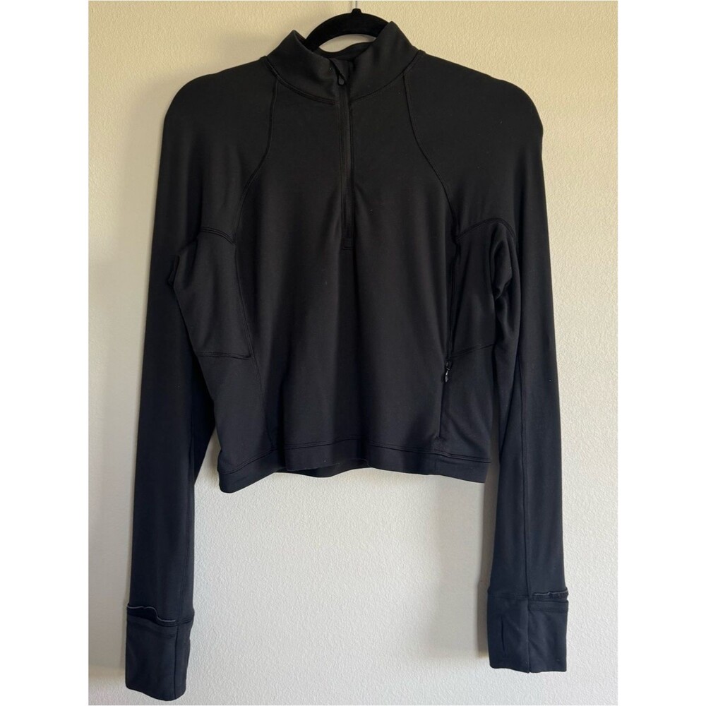 Lululemon Its Rulu Run Cropped Half-Zip Pullover Black size 10
